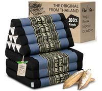 livasia cojín tailandés con 3 Inferiores - 175x50x8cm - Cojín Triangular y colchón Plegable, Almohada,kapok, Cojín Espalda, Esterilla Thai Plegable, Hecho a Mano, Cojín meditación (Azul/Elefantes)