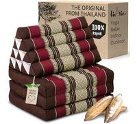 livasia cojín tailandés con 3 Inferiores - 175x50x8cm - Cojín Triangular y colchón Plegable, Almohada,kapok, Cojín Espalda, Esterilla Thai Plegable, Hecho a Mano, Cojín meditación (Vino Tinto)