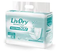 LivDry Almohadillas de incontinencia para mujeres y hombres, inserto de longitud larga, absorción extra con control de olores (30 unidades)