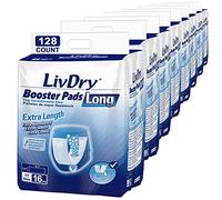 LivDry Almohadillas de refuerzo de incontinencia, uso con pañales para adultos para mujeres y hombres, suavidad extra cómoda, almohadilla desechable (128 unidades, longitud larga)