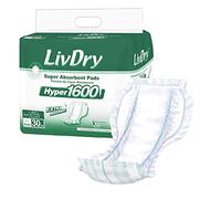 LivDry Inserto de almohadilla de alta absorción para calzoncillos de incontinencia y pañales para adultos, mujeres y hombres, Hyper 1600 (30 unidades)