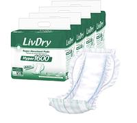 LivDry Inserto de almohadilla de alta absorción para calzoncillos de incontinencia y pañales para adultos, mujeres y hombres, Hyper 1600 (120 unidades)