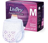 Livdry - Pañales para adultos para mujer, ropa interior de incontinencia de alta calidad, cómodos y absorbentes para protección durante todo el día o durante la noche, tamaño mediano (16 unidades)