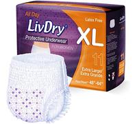 Livdry - Pañales para adultos para mujer, ropa interior de incontinencia de primera calidad, cómodos y absorbentes para protección durante todo el día o durante la noche, extra grande (11 unidades)