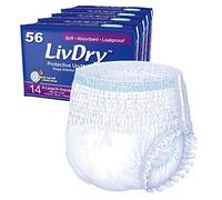 LivDry Pañales para adultos | Ropa interior protectora para incontinencia XL | Super absorbente 14 unidades, paquete de 4 | Regular/Diario