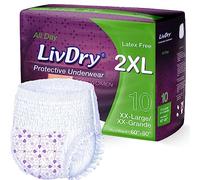 Livdry - Pañales XXL para adultos, ropa interior para incontinencia de absorción durante la noche, XXL (10 unidades)