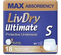 LivDry - Ropa interior para adultos con incontinencia, máxima absorción y protección contra fugas, S, 18 Count