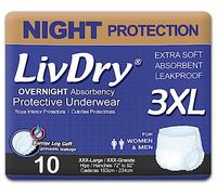 LivDry - Ropa interior para incontinencia para adultos, absorción con comodidad durante la noche, protección contra fugas