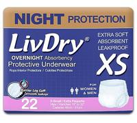 LivDry - Ropa interior para incontinencia para adultos, absorción con comodidad durante la noche, protección contra fugas