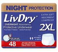 LivDry - Ropa interior para incontinencia para adultos, absorción con comodidad durante la noche, protección contra fugas