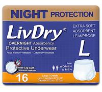 LivDry - Ropa interior para incontinencia para adultos, absorción con comodidad durante la noche, protección contra fugas