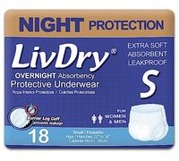 LivDry - Ropa interior para incontinencia para adultos, absorción con comodidad durante la noche, protección contra fugas