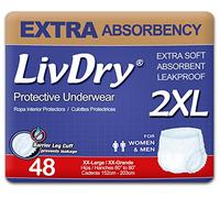 LivDry Ropa interior para incontinencia para adultos, absorción extra cómoda, protección contra fugas, XXL, paquete de 48