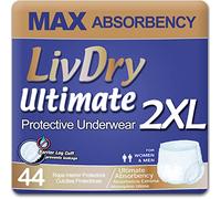 LivDry Ropa interior para incontinencia para adultos, alta absorción, protección contra fugas, Azul marino, XX-Large (44 Count)