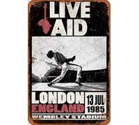 Live Aid at Wembley II Carteles de chapa vintage Cartel de chapa Retro Letrero de metal Placa Arte Decoración de pared 8 × 12 Pulgadas