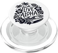 Live Aloha Hawaiian Surf Ukelele Hibiscus Tropical Vibes PopSockets PopGrip para MagSafe