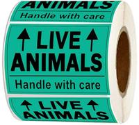 Live Animals Please Handle with Care Pegatinas, 2 x 3 pulgadas fluorescentes frágiles etiquetas de envío para envío y embalaje (250 etiquetas adhesivas)