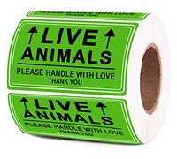 Live Animals Please Handle with Love Stickers 5.1 x 7.6 cm - Calcomanías fluorescentes frágiles para envío y embalaje de cajas de mascotas, 250 unidades
