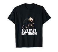 Live Eat Trash Opossum - Patinador Divertido para los Amantes de la zarigüeya Camiseta