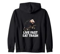 Live Eat Trash Opossum - Patinador Divertido para los Amantes de la zarigüeya Sudadera con Capucha