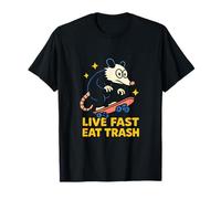 Live Eat Trash - Zarigüeya Divertida Patinadora para los Amantes de la zarigüeya Camiseta