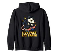 Live Eat Trash - Zarigüeya Divertida Patinadora para los Amantes de la zarigüeya Sudadera con Capucha
