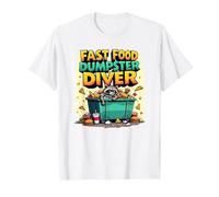 Live Fast Eat Trash Raccoon Dumpster Buceo Divertido Camiseta, Hombre, Blanco, XXL