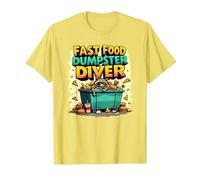 Live Fast Eat Trash Raccoon Dumpster Buceo Divertido Camiseta, Hombre, Limón, XXL