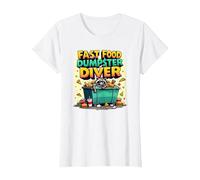 Live Fast Eat Trash Raccoon Dumpster Buceo Divertido Camiseta, Mujer, Blanco, S