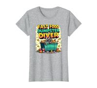 Live Fast Eat Trash Raccoon Dumpster Buceo Divertido Camiseta, Mujer, Gris Jaspeado, XXL
