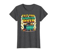 Live Fast Eat Trash Raccoon Dumpster Buceo Divertido Camiseta, Mujer, Jaspeado Oscuro, XS