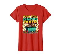 Live Fast Eat Trash Raccoon Dumpster Buceo Divertido Camiseta, Mujer, Rojo, XS