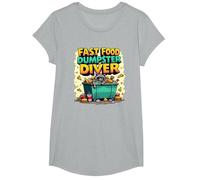 Live Fast Eat Trash Raccoon Dumpster Buceo Divertido Camiseta, Niñas, Gris Jaspeado, Pequeña