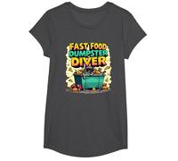Live Fast Eat Trash Raccoon Dumpster Buceo Divertido Camiseta, Niñas, Jaspeado Oscuro, XS