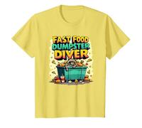 Live Fast Eat Trash Raccoon Dumpster Buceo Divertido Camiseta, Niños, Limón, 8 años
