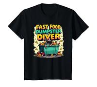 Live Fast Eat Trash Raccoon Dumpster Buceo Divertido Camiseta, Niños, Negro, 3 años