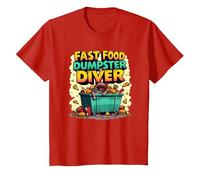 Live Fast Eat Trash Raccoon Dumpster Buceo Divertido Camiseta, Niños, Rojo, 2 años