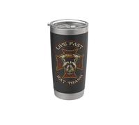 "Live Fast Eat Trash" Raccoon Trashpanda Lowbrow Retro Biker Vaso térmico de acero inoxidable de doble pared