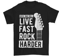 Live Fast Rock Harder Guitar & Roll Music - Camiseta para hombre, 100 % algodón, Negro, 5XL