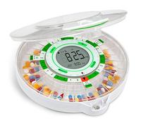 Live Fine Dispensador automático de pastillas de 28 días con pantalla LCD mejorada, bloqueo de llave, sonido y luz para recetas, medicamentos, vitaminas, suplementos y más