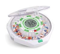 Live Fine Dispensador automático de pastillas de 28 días con tapa esmerilada con pantalla LCD mejorada y bloqueo de llave, sonido y luz para recetas, medicamentos, vitaminas, suplementos y más