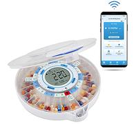 Live Fine Dispensador automático de píldoras inteligente WiFi | Organizador de medicamentos de 28 días hasta 9 dosis por día para monitoreo de cuidado con llave de bloqueo, alarmas de luz/sonido