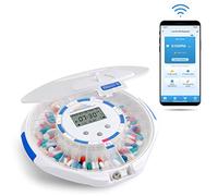 Live Fine Dispensador automático de píldoras Smart WiFi con tapa esmerilada | Organizador de medicamentos de 28 días hasta 9 dosis por día para monitoreo de cuidado con llave de bloqueo, alarmas de