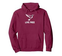 Live Free Hummingbird Inspirational Freedom Sudadera con Capucha, Unisex para Adultos, Granate, XXL