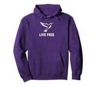 Live Free Hummingbird Inspirational Freedom Sudadera con Capucha, Unisex para Adultos, Morado, L
