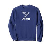 Live Free Hummingbird Inspirational Freedom Sudadera, Unisex para Adultos, Azul Marino, M