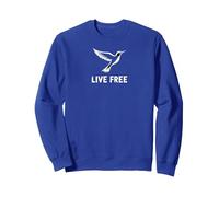 Live Free Hummingbird Inspirational Freedom Sudadera, Unisex para Adultos, Azul Real, XL