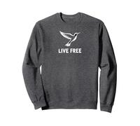 Live Free Hummingbird Inspirational Freedom Sudadera, Unisex para Adultos, Jaspeado Oscuro, XL