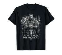 Live Hard Die Worthy Viking Sword Diseño nórdico Camiseta
