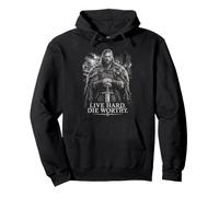 Live Hard Die Worthy Viking Sword Diseño nórdico Sudadera con Capucha